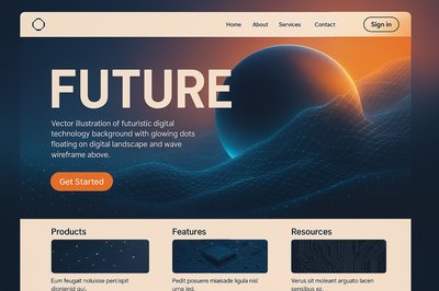 Futuristic Landing Page Design with Dynamic Typography