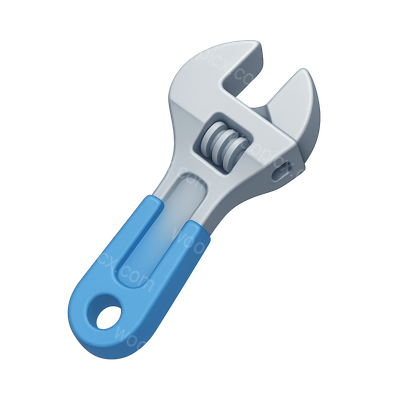 Stylish 3D Adjustable Wrench Icon with Isometric View