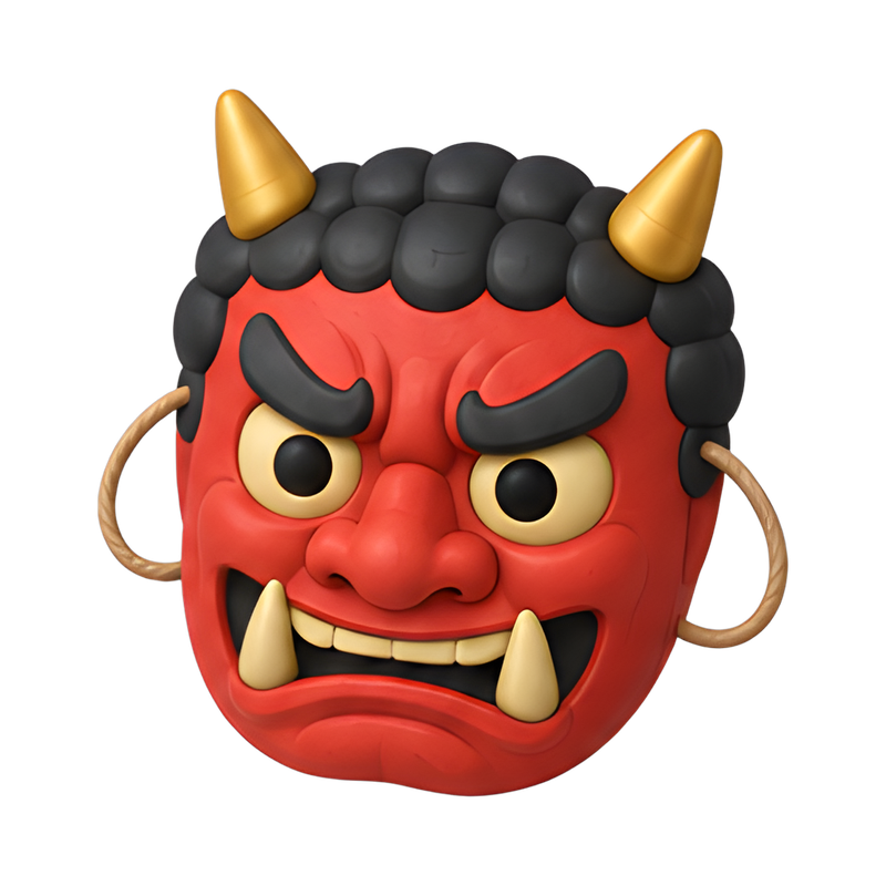 Red demon paper mask for Setsubun