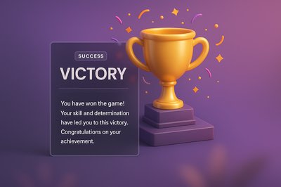 Victory Screen with Trophy and Celebration Elements