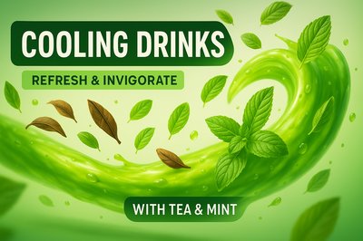 Refreshing Beverage Promotion Graphic with Mint and Tea Theme