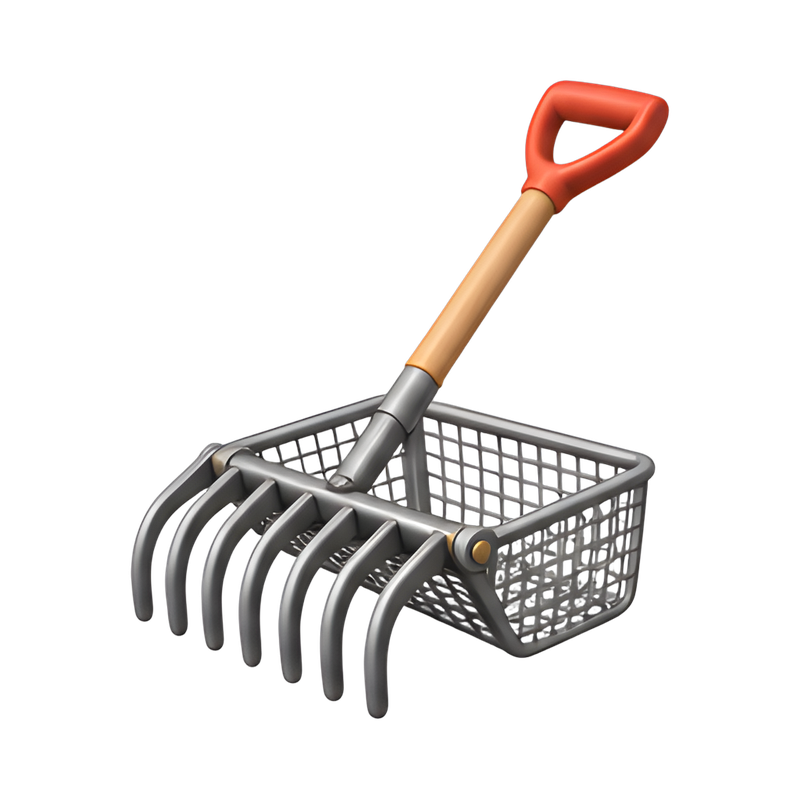 clam rake with wire basket