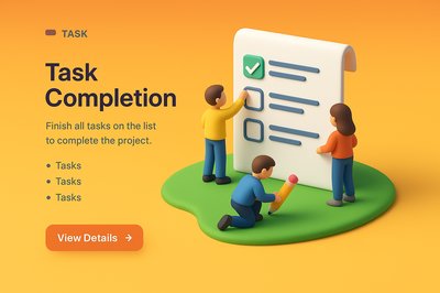Vibrant 3D Scene of Task Completion with Miniature Characters