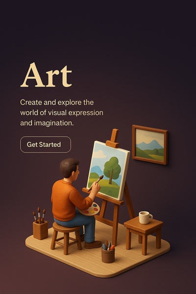 Art Scene with 3D Visual Elements and Engaging Design