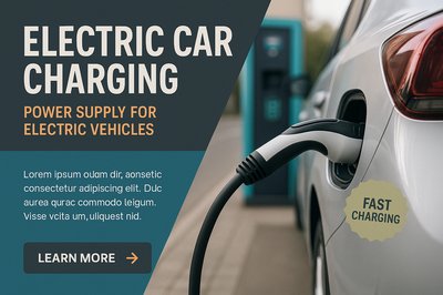 Electric Car Charging Station Power Supply Close-Up