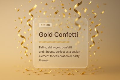 Shiny Gold Confetti and Ribbons for Celebration Themes