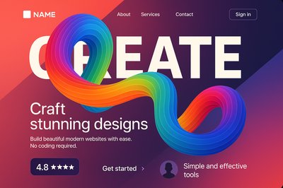Modern Landing Page Design with Geometric Elements