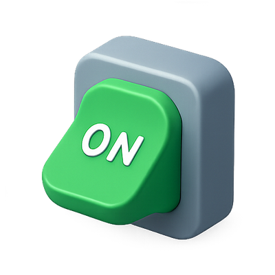 3D Toggle Switch Icon Representing 'On' State
