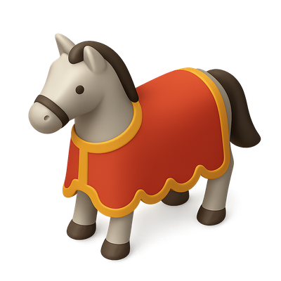 Colorful 3D Horse Icon with a Red Cape