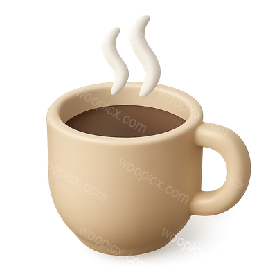 Stylish 3D Coffee Cup Icon with Steam