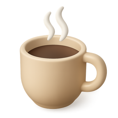 Stylish 3D Coffee Cup Icon with Steam