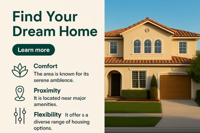 Real Estate Promotional Graphic Highlighting Home Features