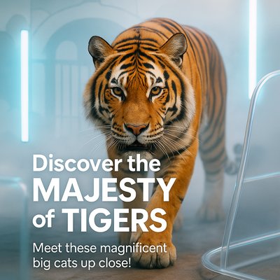 Promotional Graphic Featuring a Tiger with Engaging Text
