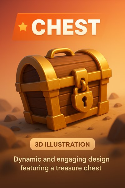 3D Illustration of a Treasure Chest with Engaging Design