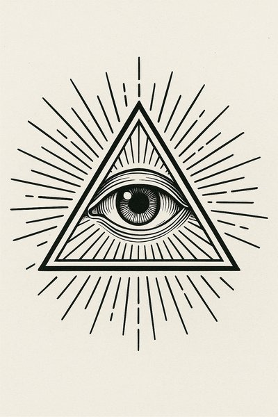 Stylized Illustration of an Eye Within a Triangle Symbol