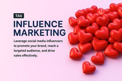 Influence Marketing Concept with Heart Icons and Text