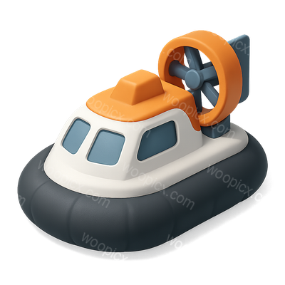Stylized 3D Hovercraft Icon with Isometric View