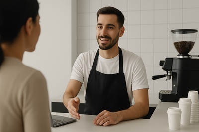 Modern Barista Taking Order in Minimalist Café