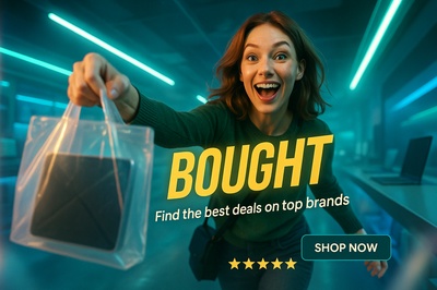 Dynamic Neon Carousel Slide for Shopping Deals Promotion