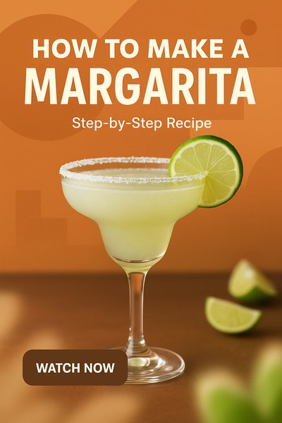Margarita Recipe Promotional Graphic with Fresh Ingredients