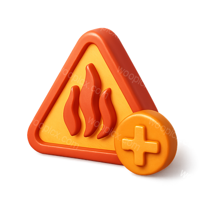 3D Heat Warning Icon with Plus Sign