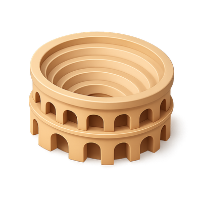Stylized 3D Amphitheater Icon with Isometric View