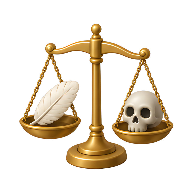 brass scales and skull