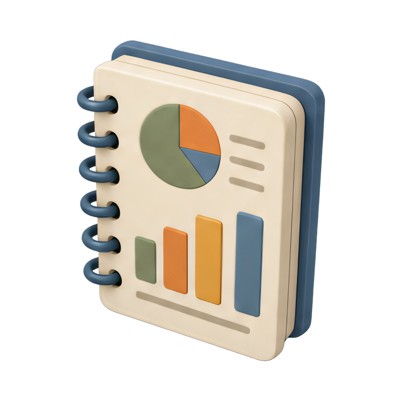 Notebook with reading stats chart