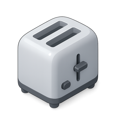 Stylish 3D Toaster Icon with Isometric View