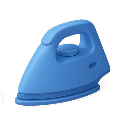 Stylized Blue Iron Appliance in Minimalist Design