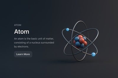 Realistic 3D Atom Scene with Informative Text Display