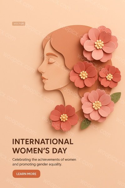 Celebratory Paper Cut Illustration for International Women's Day