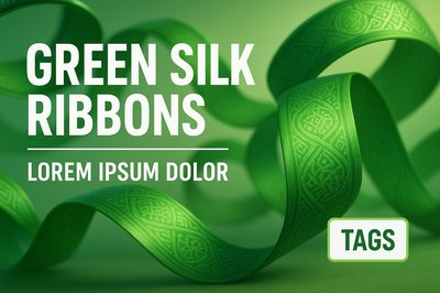 Elegant Green Silk Ribbons with Decorative Patterns