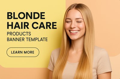 Modern Blonde Hair Care Products Banner Template