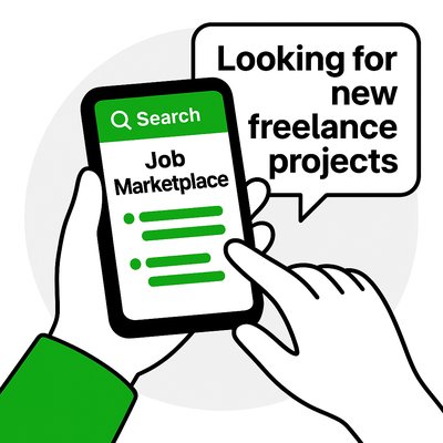 Illustration of Job Marketplace Search on Mobile Device