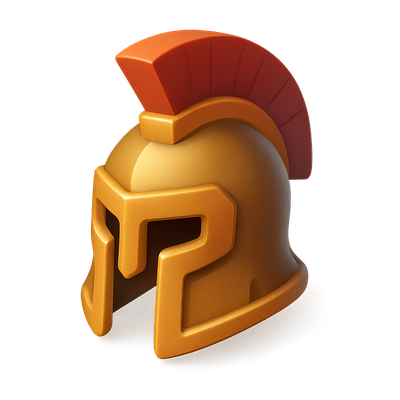 Stylized 3D Warrior Helmet Icon with Volumetric Effect