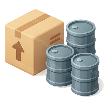 3D Isometric Icon of Box and Barrels