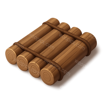 3D Render of Wooden Bundle of Logs Icon
