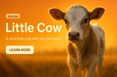Charming Realistic Image of a Little Cow at Sunset