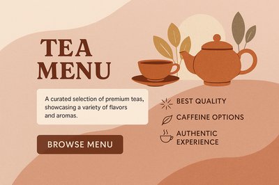 Boho Style Tea Menu Template for Landing Page Design