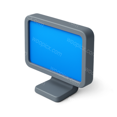 3D Blue Screen Icon with Isometric Design