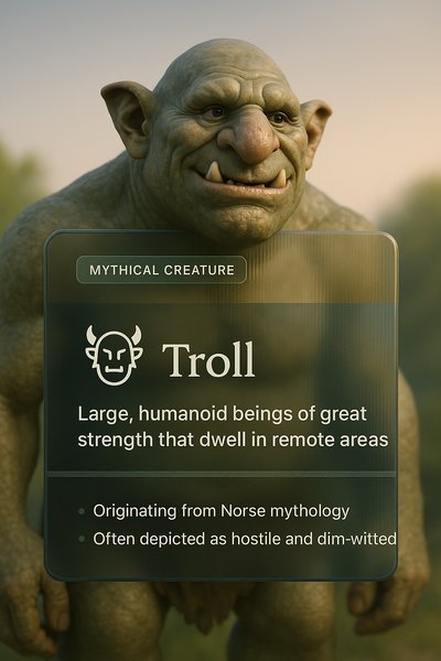 3D Illustration of a Troll with Informative Overlay