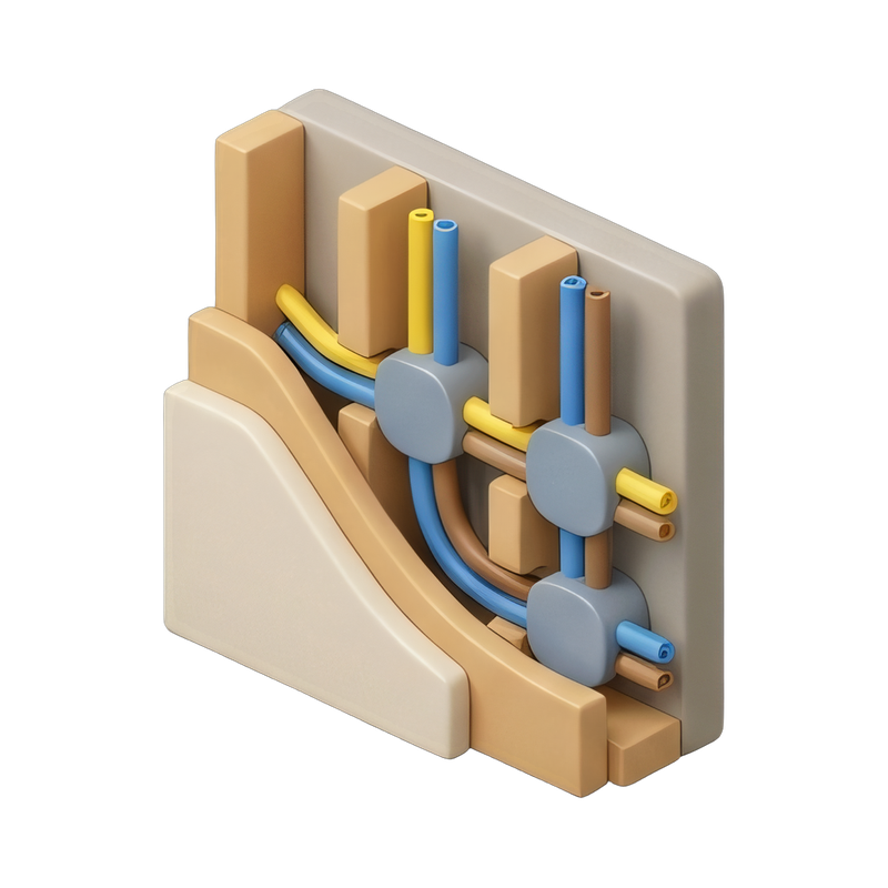cutaway view of wall wiring