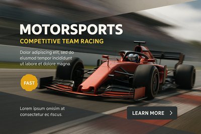 Dynamic Racing Car in Motion with Bold Text Elements