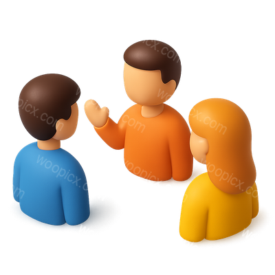 3D Icon of Group Interaction with Three Characters