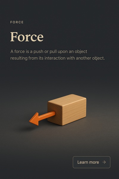 Realistic 3D Scene Depicting Force Concept with Minimalist Design