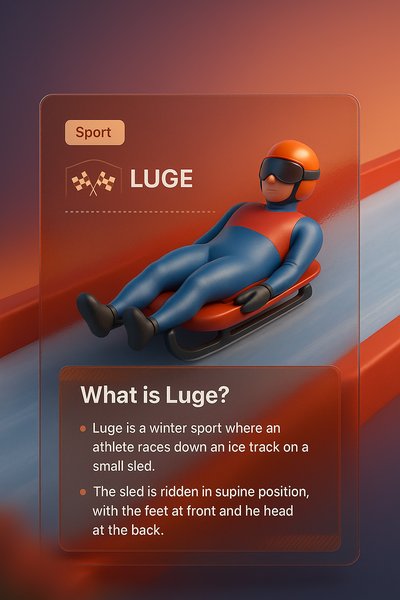 3D Illustration of Luge Sport with Informative Overlay