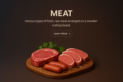 Realistic 3D Scene of Fresh Meat on Cutting Board