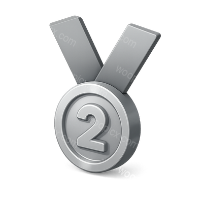 Stylish 3D Silver Medal Icon with Ribbon