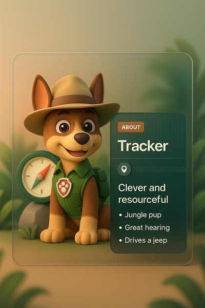 Modern 3D Web Design Featuring Tracker Character